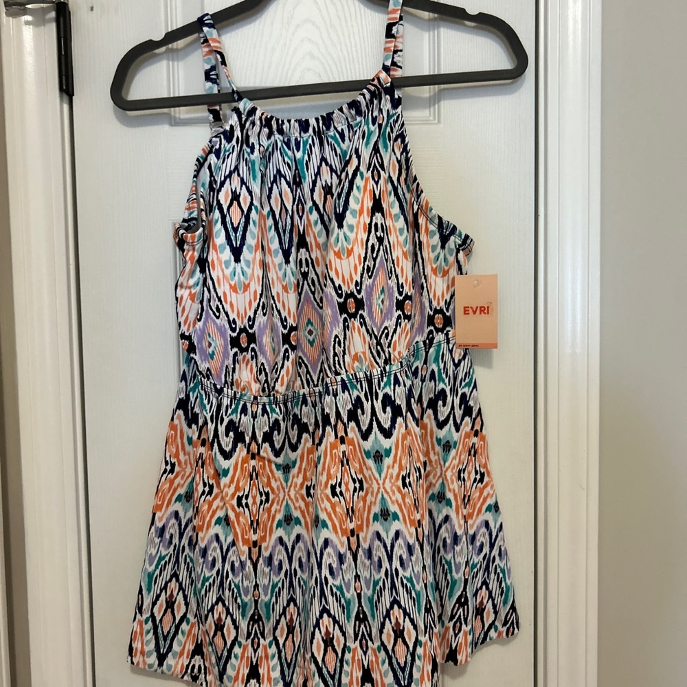 Multicolor Ikat Swimsuit Tankini Top